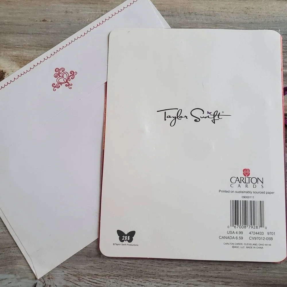 NEW Taylor Swift Rare Romantic Valentine's Day Glitter Beaded Card USA #288 VHTF